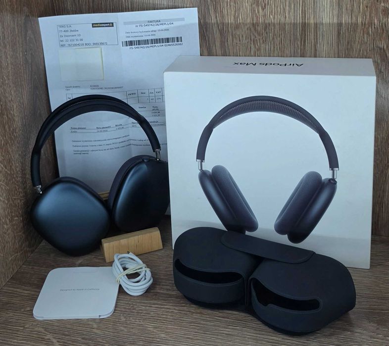 Słuchawki Bezprzewodowe Nauszne Apple AirPods Max Kabel Typu C-C Faktura mediaexpert 15.04.2026r Pudełko