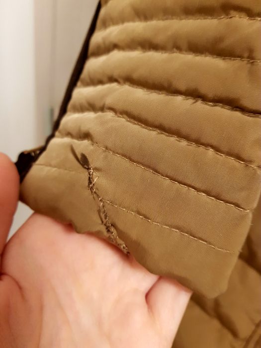 Karmelowy płaszcz puch naturalny puchowy ZARA S