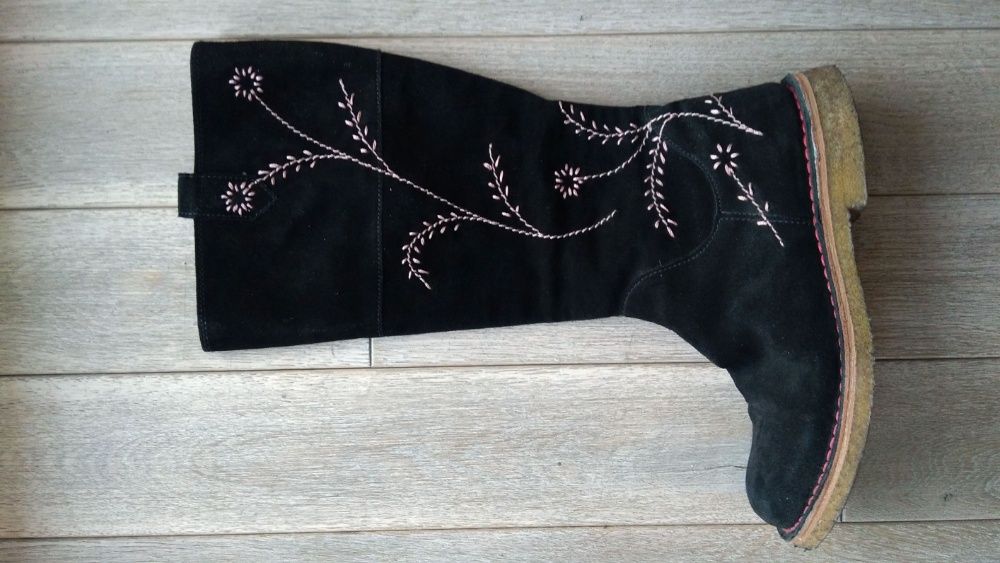 Kozaki skóra zamsz czarne CLARKS 38 szyte