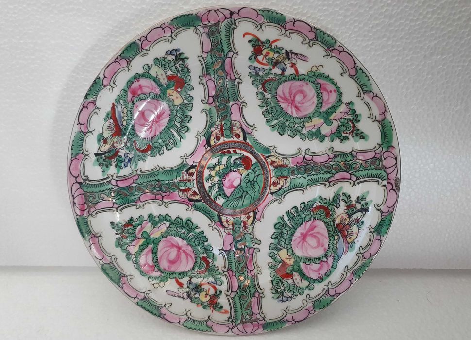 Prato Macau pintado à mão - 20,5 cm - vintage
