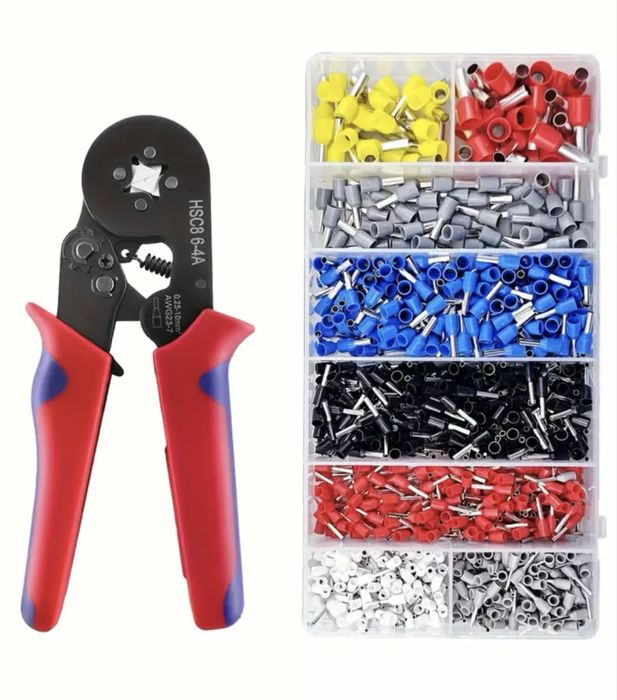 Alicate de cravar terminais inclui 1200 terminais