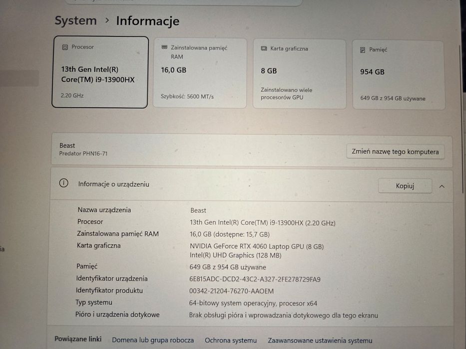 Laptop Predator Helios Neo 16
