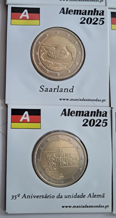 Moedas Comemorativas Alemanha UNC - Ano 2024 e 2025
