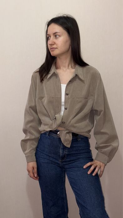 Бежева вельветова сорочка, oversize