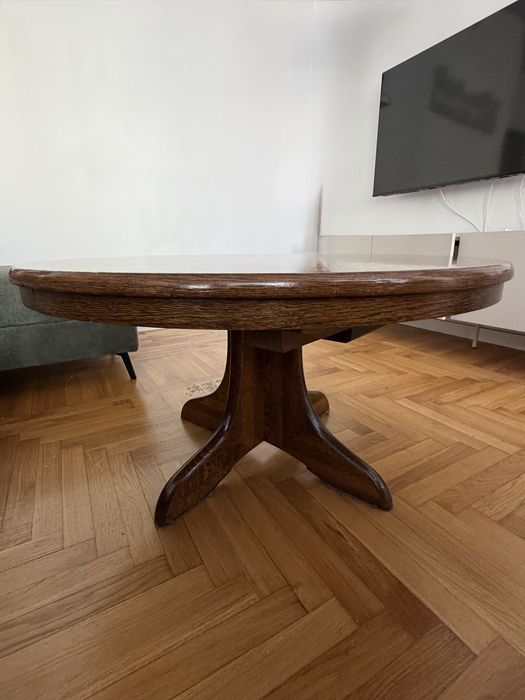 Dębowy drewniany rozkladany stolik kawowy