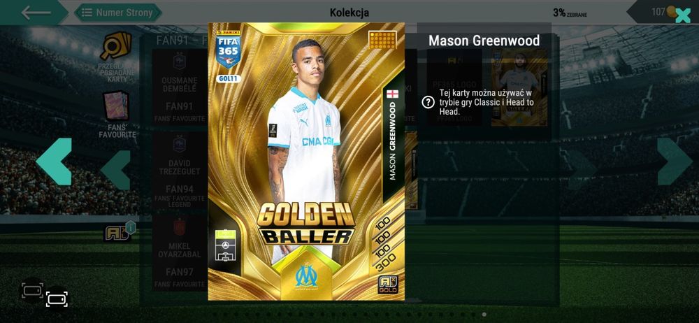 Dwie karty Golden Baller GOL10 i GOL11 Panini Fifa 365 Adrenalyn XL 2026
