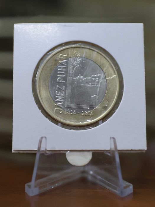 Eslovénia Moeda 3 € - 2014 - Bicentenário do Nascimento de Janez Puhar