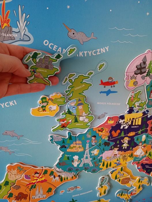 Magnetyczna mapa Europy, drewniana