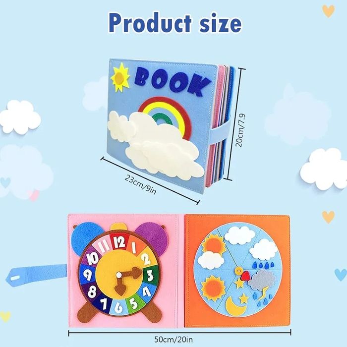 Filcowa książka sensoryczna Montessori manipulacyjna duża B147