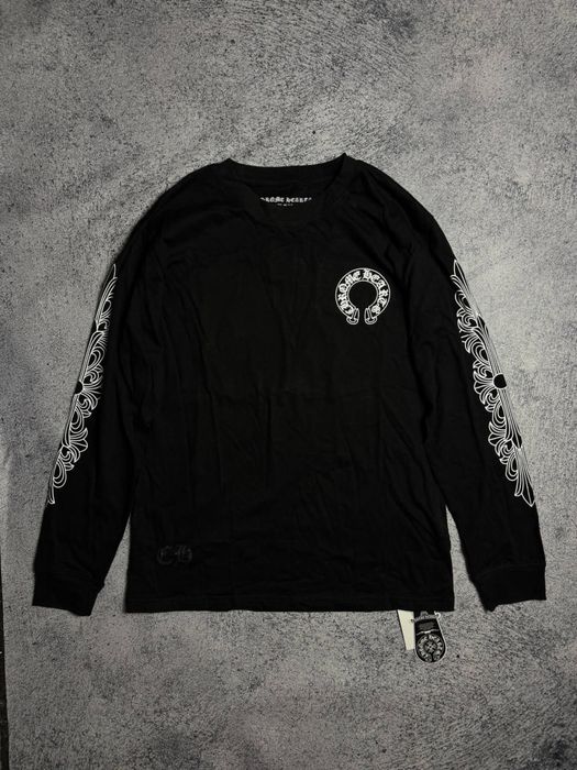 Хром хартс лонгслів Chrome Hearts Horseshoe Floral Thermal чорний лонгслив кофта футболка