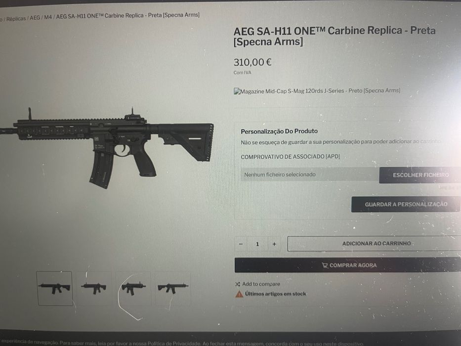 AEG SA-H11 ONE Carbine Replica-Preta (Specna Arms)