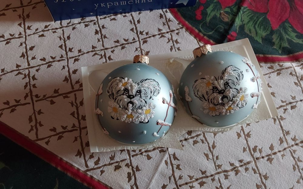 Новогодние украшения шары "Собачка" 2 шт. 100 грн.