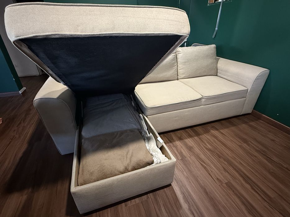 Sofa-cama com chaise long reversível