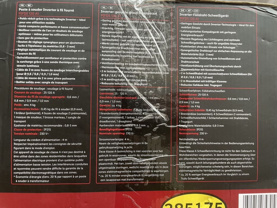 Інверторний зварювальний апарат без газу Parkside PIFDS 120 A1