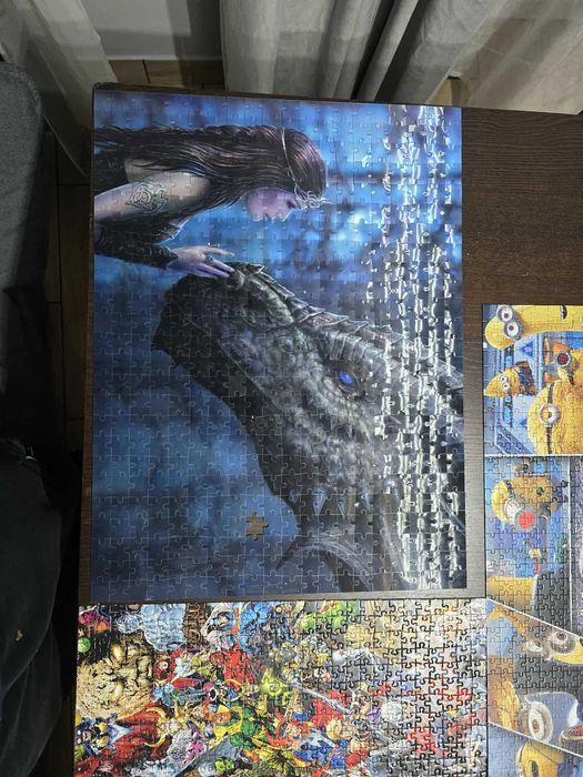 3 Puzzle: minionki, bohaterowie, 3D ze smokiem