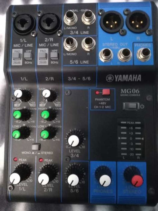 Mesa de Mistura Yamaha MG06 Como Novo (Com Manual e Cabo Original)