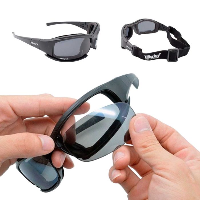 АКЦІЯ! Спортивні військові окуляри Daisy Polarized X7 з 4 лінзами