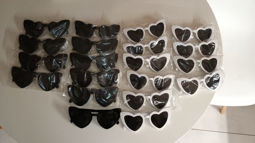 Okulary ślub 20 sztuk czarne i białe