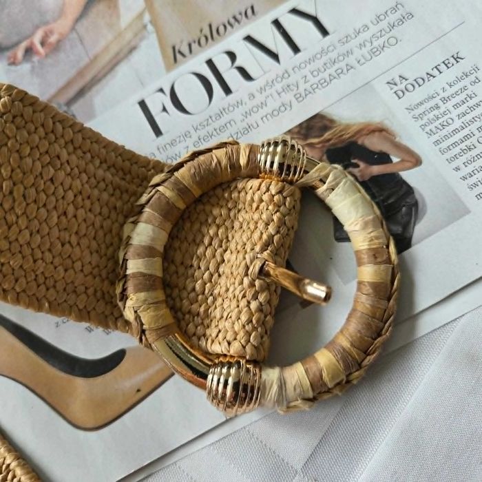 Viralowy pleciony pasek boho beżowy regulowany Made in Spain