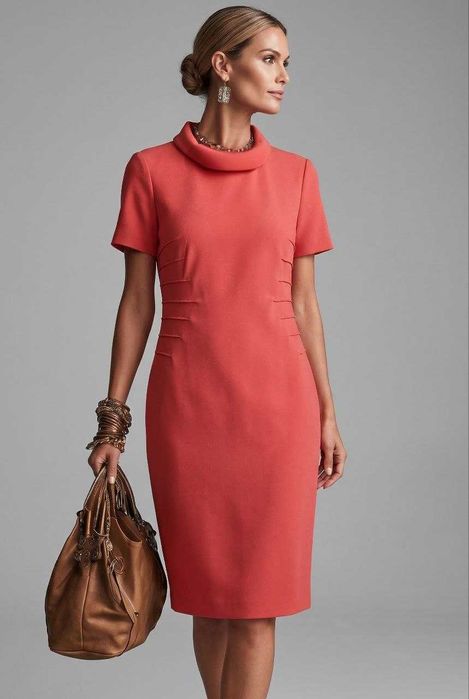 Платье-Футляр hobbs london коралловое / красное миди, р. XS/S