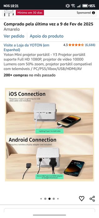 Projetor yoton Home Cinema