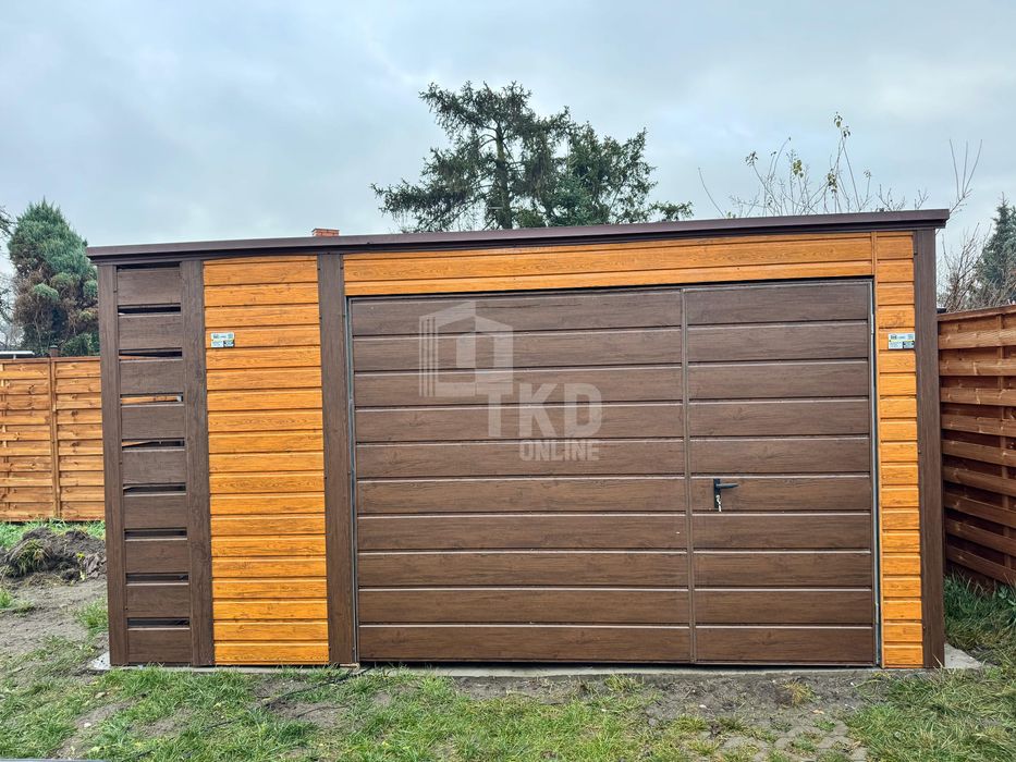 Schowek Domek Ogrodowy Garaż 4X3M + Wiata 0,5M Brama Drzwi Dach Tkd309