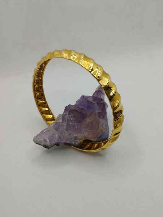 Złota bransoletka sztywna zdobiona, złoto 585