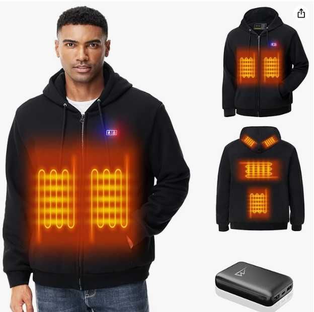 Męska bluza z kapturem i podgrzewaczem rozmiar XL + powerbank 10000mAh