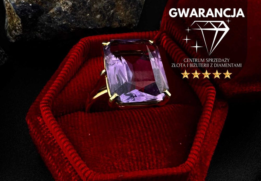 Złoty Pierścionek Retro Retro Fioletowa Cyrkonia 585 5,81g r 13 (S)