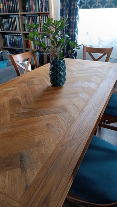 Solidny stół dębowy 180×80 cm – blat 6 cm, stalowe nogi, styl loft