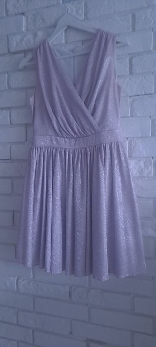 Elegancka liliowa / brokatowa sukienka