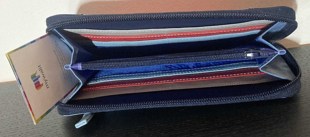 Carteira grande com fecho zip em pele MYWALIT na cor Royal