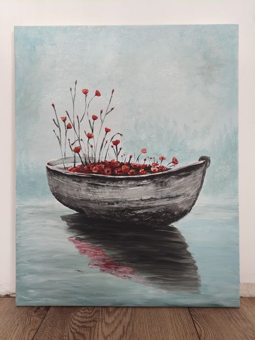 Obraz ręcznie malowany Łódź Łódka