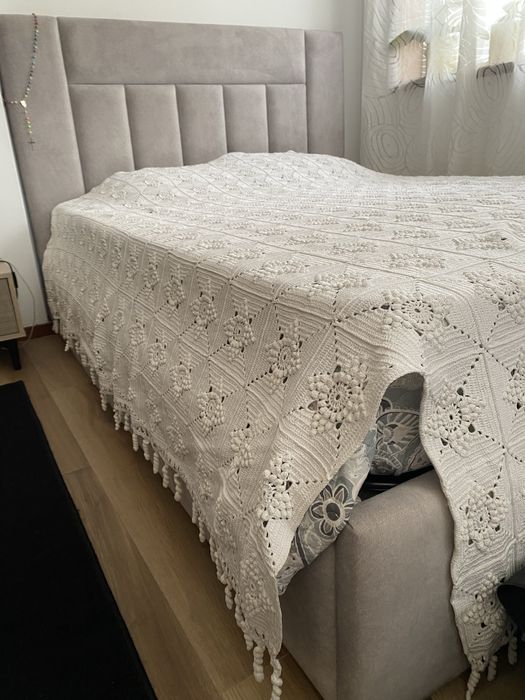 Colcha cama crochê