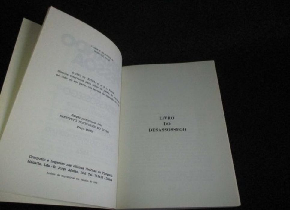 Livro do desassossego  - Fernando Pessoa  - 1a primeira edição Ática