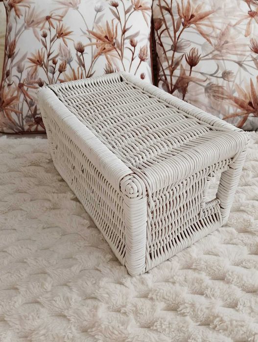 Polska Wiklina duży biały kosz koszyk wiklinowy 34,5 x 19 x 21