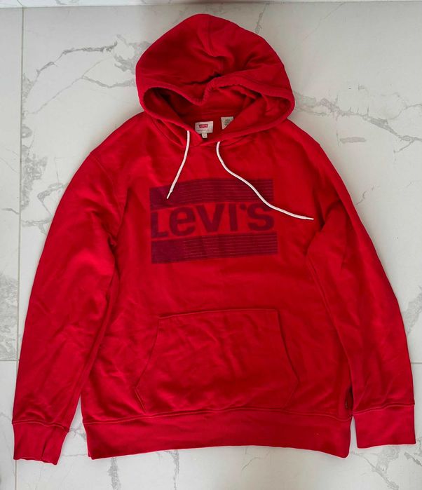 Levi's czerwona bluza vintage L męska z kapturem