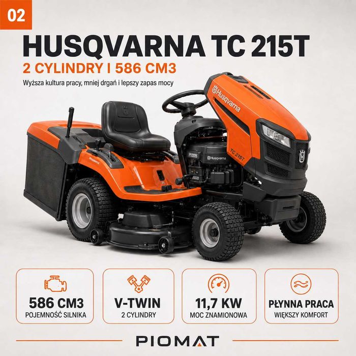 Husqvarna TC 215T 2 cylindry kosz 300 l 2 lata gwarancji