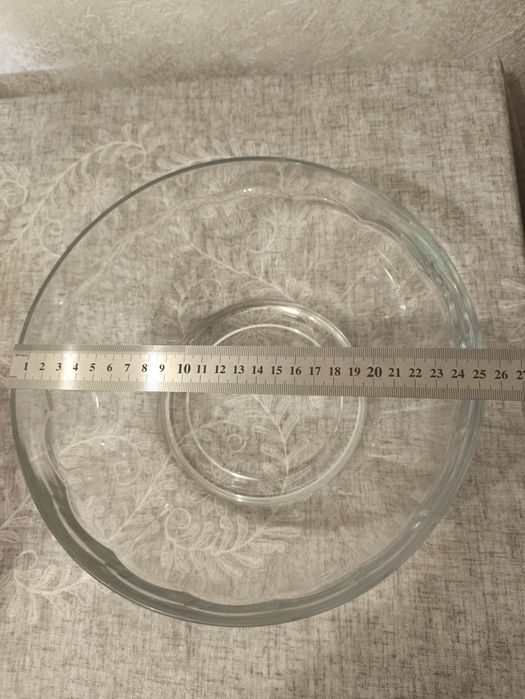 Великий  скляний салатник, фруктовниця, ваза для фруктів