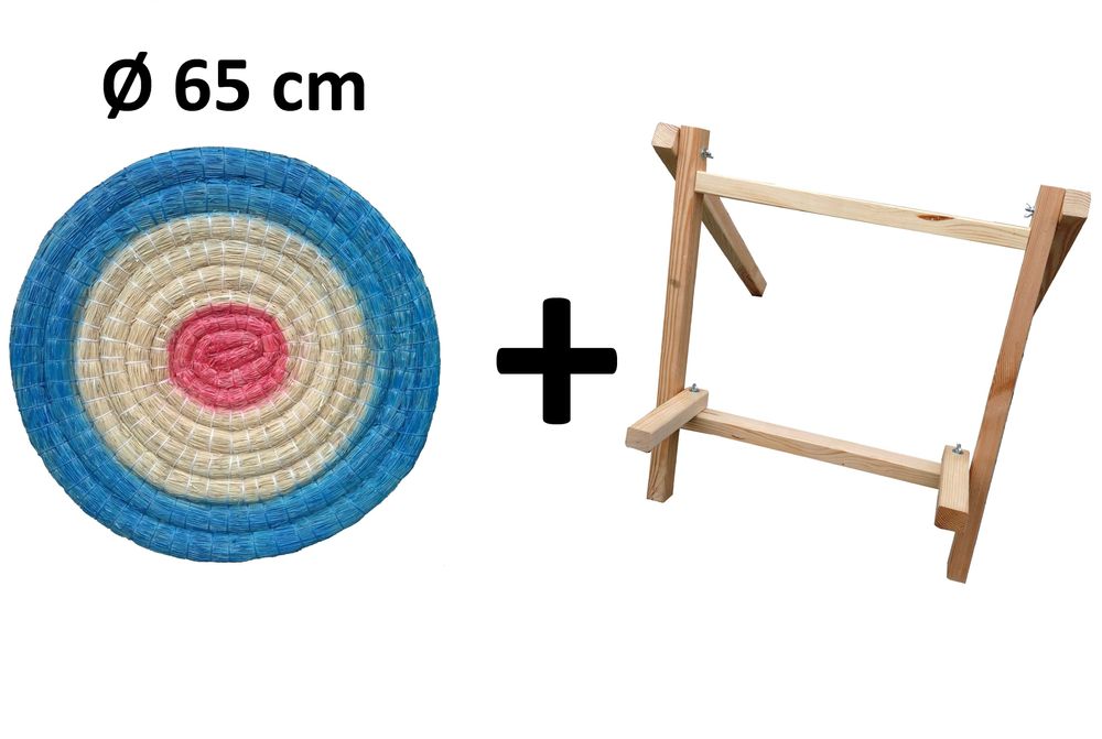 Mata łucznicza słomiana Ø 65 cm malowana ze stojakiem (czwórnóg)