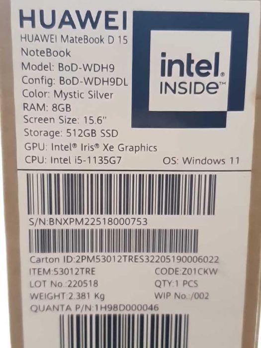 Laptop Huawei MateBook D15 Sk