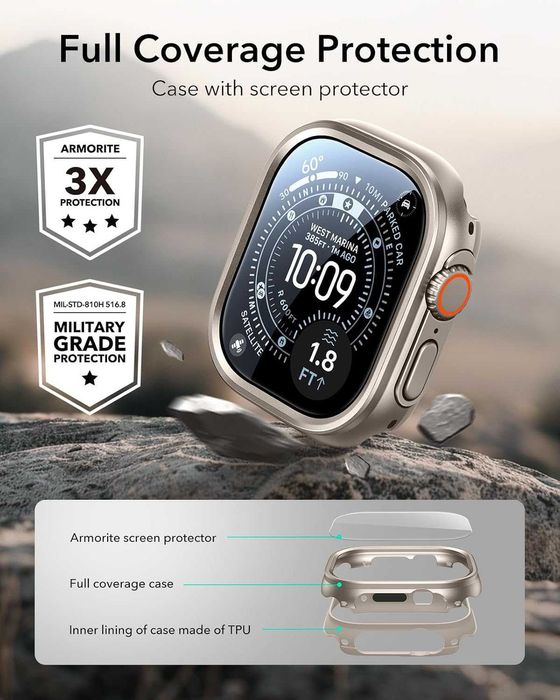 Capa ESR Apple Watch Ultra 1/2/3 (49mm) + 2 Películas Armorite – NOVO