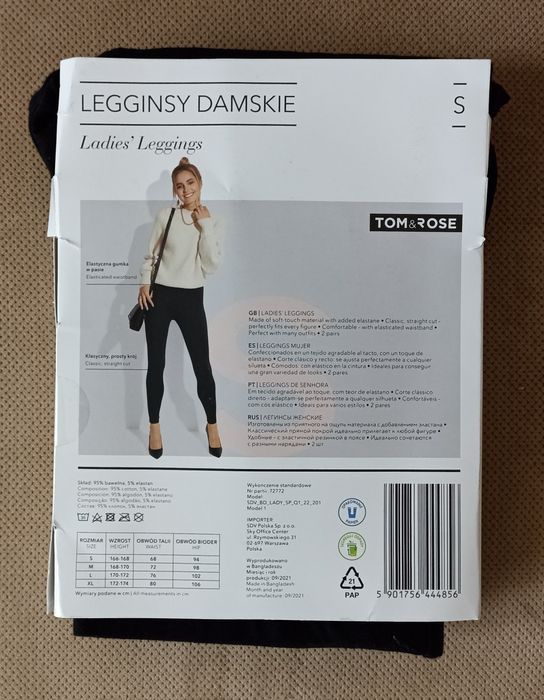 Leginsy damskie 2-pak czarne bawełna S 36