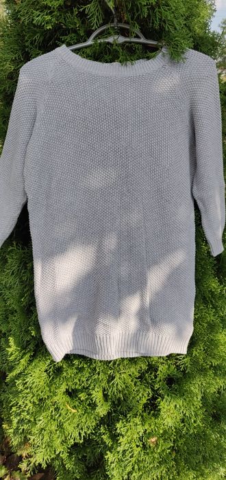 Szary sweterek 3/4 rękaw z zamkiem z tyłu M/L