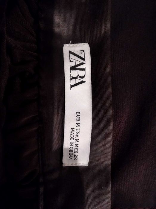 Saia plissada castanha efeito camurça Zara
