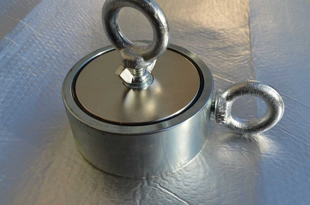 Magnes neodymowy do poszukiwań łowienia F300 2xM10 mocny Magtom 500kg