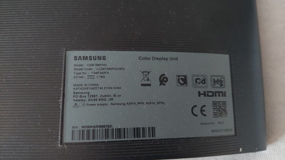Monitor 24" Samsung C24F390FHU curved