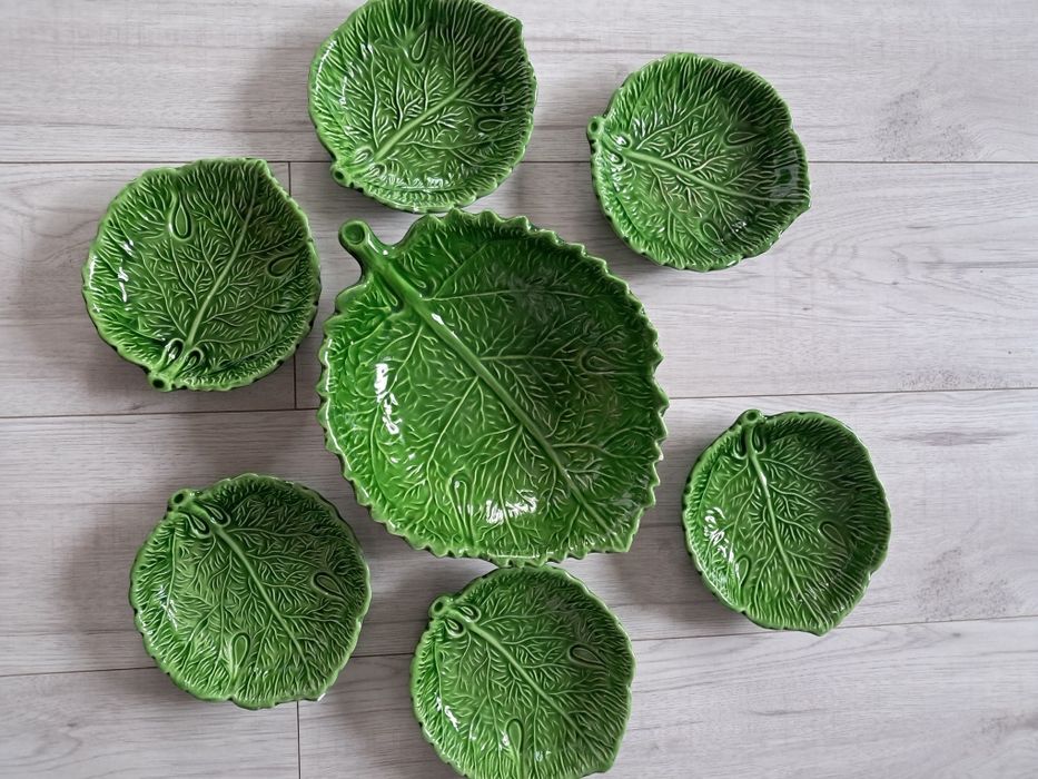 Zestaw ceramicznych półmisków Italica Ars - liść kapusty/vintage