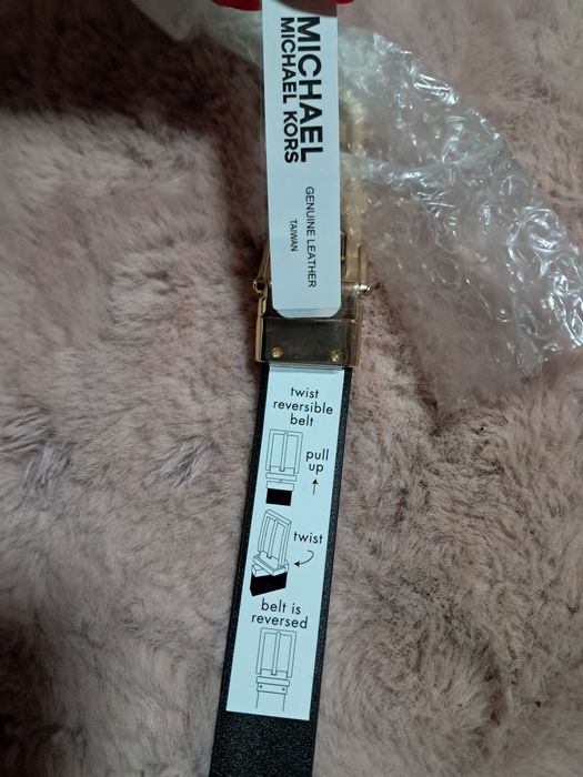Michael Kors pasek twist belt dwustronny logowany monogram skórzany re
