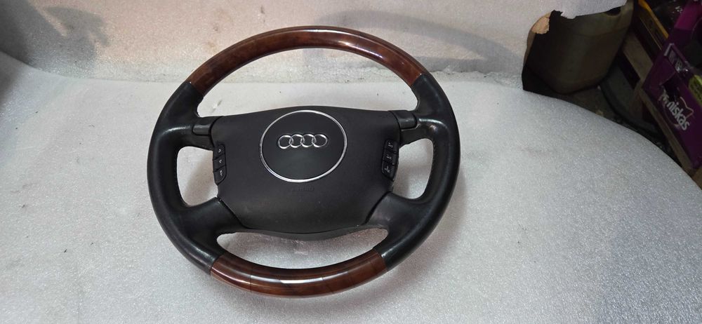 Kierownica drewniana + skóra Audi A4 B6 kpl multi